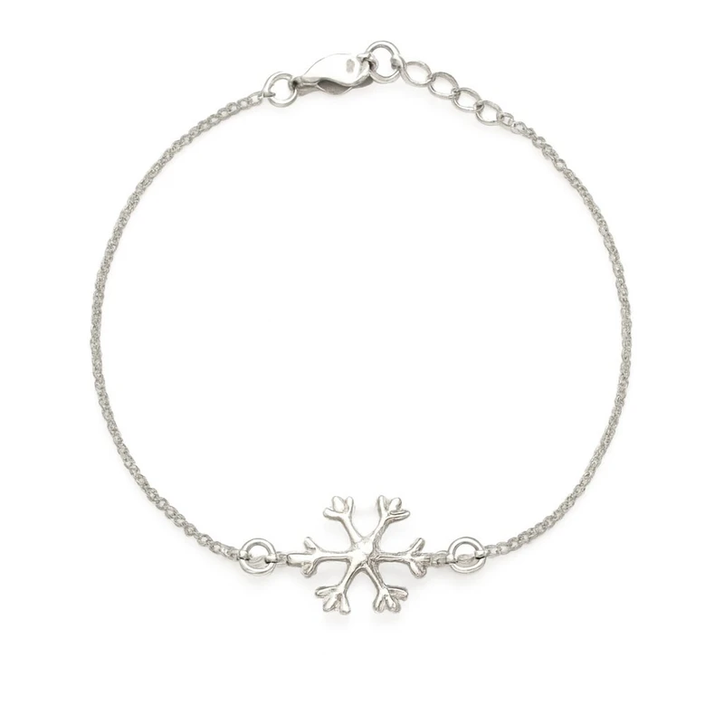 دستبند زنجیری نقره زنانه مدل برفی نگین دار